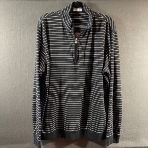 Peter Millar men Crown Halifax 1/4 Zip Pullover XXL Sweater Striped Black White‎